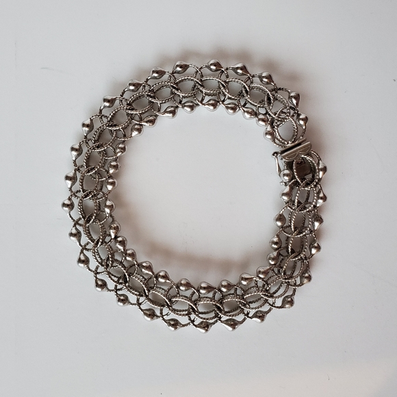 Vintage sterling ornate circle link bracelet - Picture 7 of 7